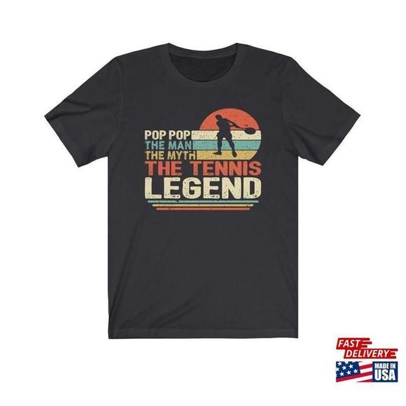 Tops - Mens Tennis Player Tshirt Pop The Man Myth Legend